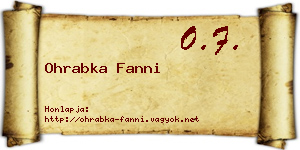 Ohrabka Fanni névjegykártya